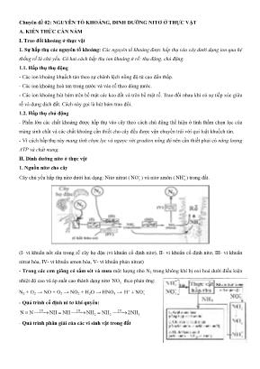Đề cương Sinh học Lớp 11 - Chuyên đề 02: Nguyên tố khoáng, dinh dưỡng Nitơ ở thực vật