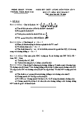 Đề khảo sát chất lượng học kì I môn Toán Lớp 9 - Năm học 2016-2017 - Trường THCS Nghi Kim (Có đáp án)