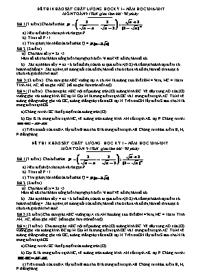 Đề khảo sát chất lượng học kì I môn Toán Lớp 9 - Năm học 2016-2017 - Trường THCS Nghi Ân (Có đáp án)