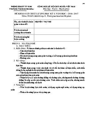 Đề khảo sát chất lượng học kì I môn Toán Lớp 9 - Năm học 2016-2017 - Trường THCS Hưng Hòa (Có đáp án)