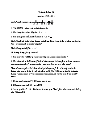 Đề khảo sát thi tuyển sinh vào Lớp 10 môn Toán - Năm học 2018-2019
