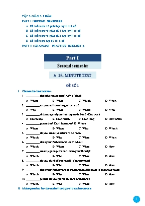 Đề kiểm tra 15 phút môn Tiếng Anh Lớp 6 - Đề số 1
