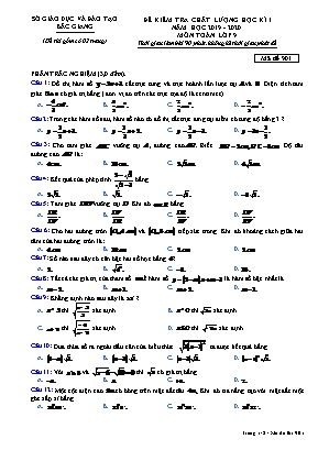 Đề kiểm tra chất lượng học kỳ I môn Toán Lớp 9 - Mã đề 901 - Năm học 2019-2020 - Sở giáo dục và đào tạo Bắc Giang