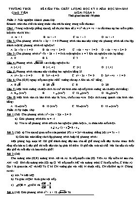 Đề kiểm tra chất lượng học kỳ II môn Toán Lớp 9 - Năm học 2014-2015 - Trường THCS Giao Tiến (Có đáp án)