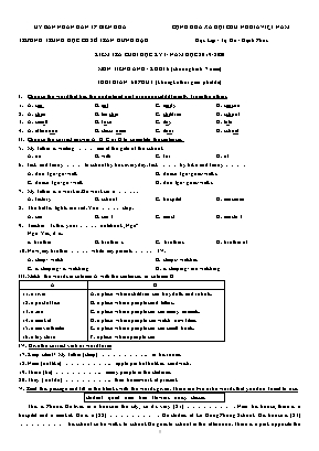 Đề kiểm tra cuối học kỳ I môn Tiếng Anh Lớp 6 - Năm học 2019-2020 - Trường THCS Trần Hưng Đạo