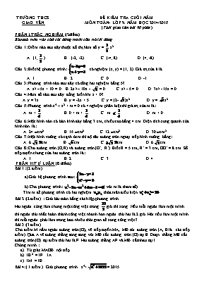 Đề kiểm tra cuối năm môn Toán Lớp 9 - Năm học 2014-2015 - Trường THCS Giao Yến