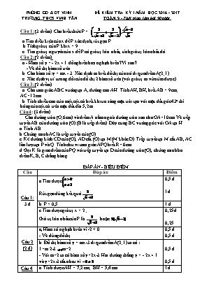 Đề kiểm tra học kì I môn Toán Lớp 9 - Năm học 2016-2017 - Trường THCS Vinh Tân (Có đáp án)