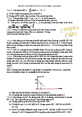 Đề ôn tập thi tuyển vào Lớp 10 môn Toán - Năm học 2020-2021