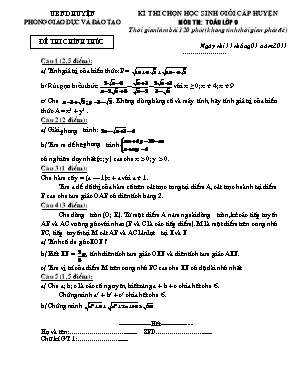 Đề thi chọn học sinh giỏi cấp huyện môn Toán Lớp 9 - Năm học 2010-2011 (Có đáp án)