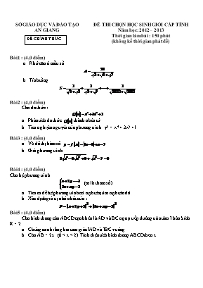 Đề thi chọn học sinh giỏi cấp tỉnh môn Toán Lớp 9 - Năm học 2012-2013 - Sở giáo dục và đào tạo An Giang
