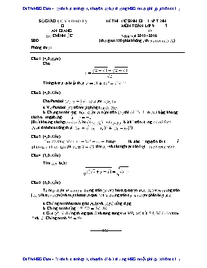 Đề thi chọn học sinh giỏi cấp tỉnh môn Toán Lớp 9 - Năm học 2015-2016 - Sở giáo dục và đào tạo An Giang (Có đáp án)