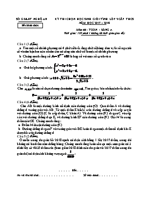Đề thi chọn học sinh giỏi tỉnh môn Toán Lớp 9 - Bảng A - Năm học 2017-2018 - Sở giáo dục và đào tạo Nghệ An