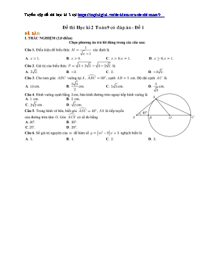 Đề thi học kì 2 môn Toán 9 Lớp - Đề 1 (Có đáp án)