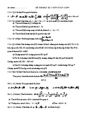 Đề thi học kì I môn Toán Lớp 9 (Có đáp án và biểu điểm)