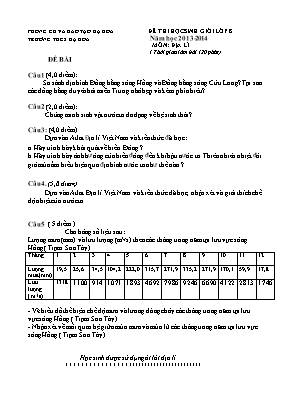 Đề thi học sinh giỏi môn Địa lý Lớp 8 - Năm học 2013-2014 - Trường THCS Hạ Hòa (Có đáp án)