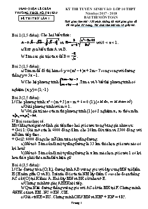 Đề thi thử tuyển sinh vào Lớp 10 THPT môn Toán - Lần 1 - Năm học 2017-2018 - Trường THCS Võ Thị Sáu (Có đáp án)