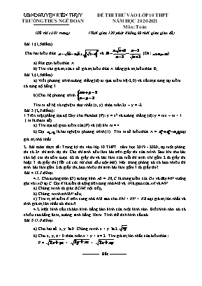 Đề thi thử tuyển sinh vào Lớp 10 THPT môn Toán - Năm học 2020-2021 - Trường THCS Ngũ Đoan (Có đáp án)