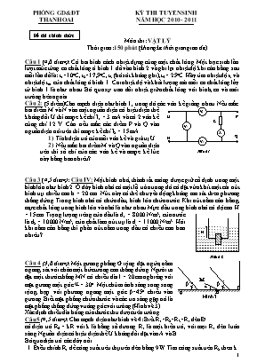 Đề thi tuyển sinh Lớp 10 môn Vật lý - Năm học 2010-2011 - Phòng giáo dục và đào tạo Thanh Oai (Có đáp án)