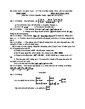 Đề thi tuyển sinh vào Lớp 10 chuyên môn Toán - Năm học 2016-2017 - Sở giáo dục và đào tạo Bình Định (Có đáp án)