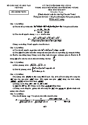 Đề thi tuyển sinh vào Lớp 10 THPT chuyên Hùng Vương môn Toán (Dành cho thí sinh thi vào lớp Chuyên Toán) - Năm học 2016-2017 - Sở giáo dục và đào tạo Phú Thọ (Có đáp án)