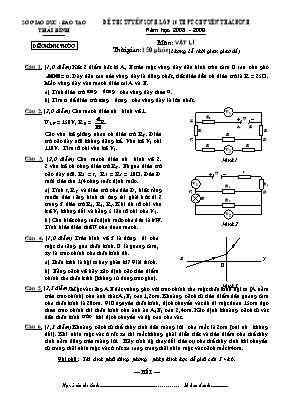 Đề thi tuyển sinh vào Lớp 10 THPT chuyên Thái Bình môn Vật lý - Năm học 2008-2009 - Sở giáo dục và đào tạo Thái Bình (Có đáp án)