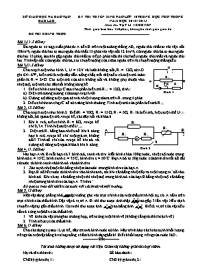 Đề thi tuyển sinh vào Lớp 10 THPT môn Vật lý (Chuyên) - Năm học 2012-2013 - Sở giáo dục và đào tạo Đăk Lăk (Có đáp án)