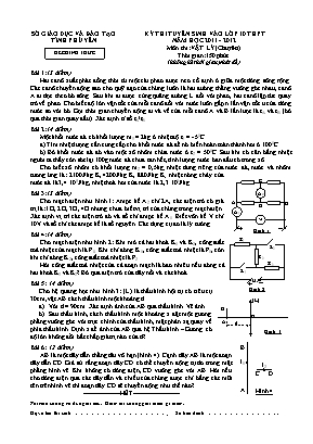 Đề thi tuyển sinh vào Lớp 10 THPT môn Vật lý (Chuyên) - Năm học 2011-2012 - Sở giáo dục và đào tạo Phú Yên (Có đáp án)