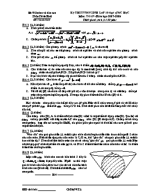 Đề thi tuyển sinh vào Lớp 10 THPT quốc học môn Toán - Năm học 2007-2008 - Sở giáo dục và đào tạo Thừa Thiên Huế (Có đáp án)