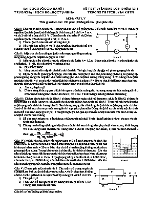 Đề thi tuyển sinh vào Lớp 10 trường THPT chuyên KHTN môn Vật lý - Năm học 2011-2012 - Đại học Quốc gia Hà Nội (Có đáp án)
