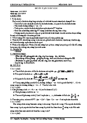 Giáo án dạy thêm Lớp 9 môn Toán - Năm học 2018-2019 - Nguyễn Thị Huyền