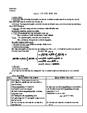 Giáo án môn Đại số Lớp 9 - Tiết 14: Căn bậc ba