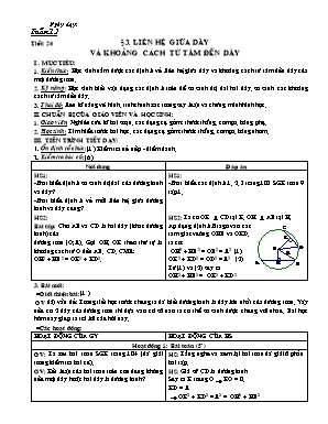 Giáo án môn Hình học Lớp 9 - Tiết 24: Liên hệ giữa dây và khoảng cách từ tâm đến dây