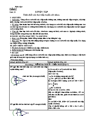 Giáo án môn Hình học Lớp 9 - Tiết 29: Luyện tập: Tính chất của hai tiếp tuyến cắt nhau