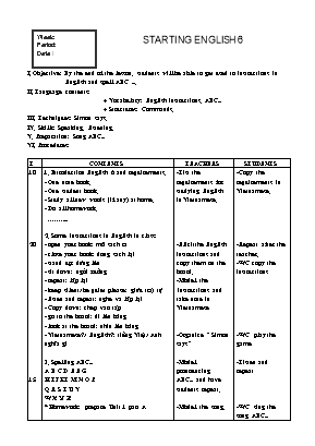 Giáo án môn Tiếng Anh Lớp 6 - Chương trình học kỳ I