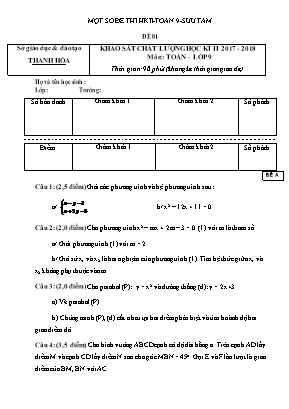 Một số đề thi học kì II môn Toán Lớp 9