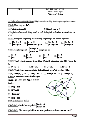 Một số đề thi học kỳ II môn Toán Lớp 9 (Có đáp án)
