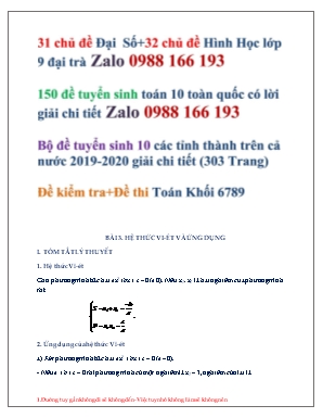 Tài liệu ôn luyện thi tuyển sinh vào Lớp 10 THPT môn Toán