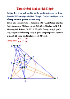 Thử sức bài hình rất khó Lớp 9