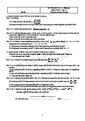 10 Đề thi học kì I môn Toán Lớp 11 - Vũ Tuấn Anh (Có đáp án)