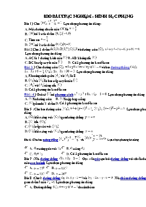 100 Bài tập trắc nghiệm Hình học phẳng Lớp 10