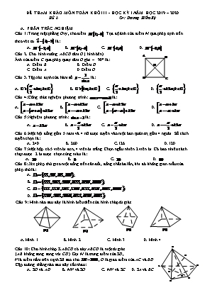 5 Đề tham khảo học kỳ I môn Toán Lớp 11 - Năm học 2019-2020 - Dương Hiếu Kỳ