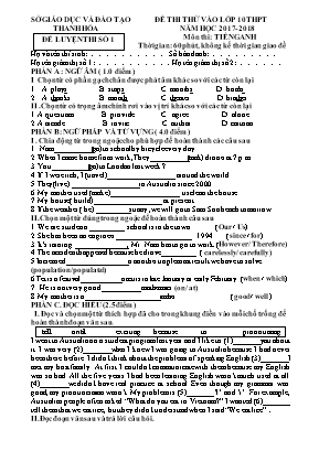 5 Đề thi thử vào Lớp 10 THPT môn Tiếng Anh - Năm học 2017-2018 - Sở giáo dục và đào tạo Thanh Hóa
