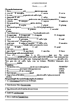 Bài kiểm tra 15 phút môn Tiếng Anh 9