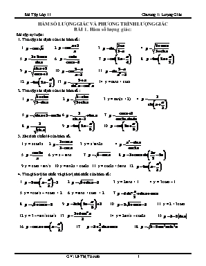 Bài tập Đại số và Giải tích Lớp 11: Hàm số lượng giác và phương trình lượng giác - Lê Thị Tú Anh
