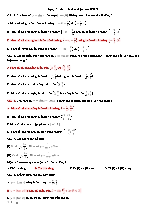 Bài tập Đại số và Giải tích Lớp 11: Hàm số lượng giác