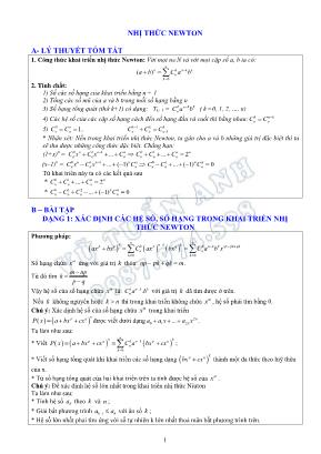 Bài tập Đại số và Giải tích Lớp 11: Nhị thức Newton - Vũ Tuấn Anh
