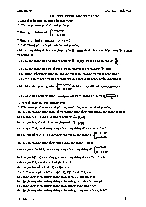 Bài tập Hình học Lớp 10: Phương trình đường thẳng - Trường THPT Trần Phú