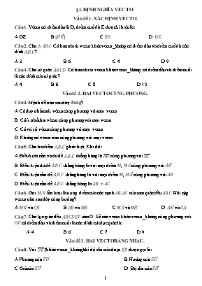 Bài tập ôn tập Hình học Lớp 10 - Định nghĩa vec tơ