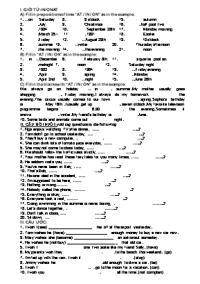 Bài tập ôn tập môn Tiếng Anh 9