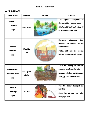 Bài tập ôn tập Tiếng Anh Lớp 8 - Unit 7: Pullution